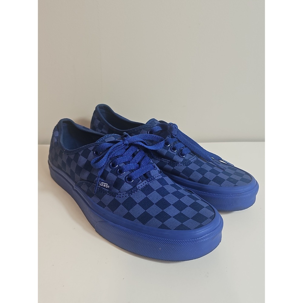 VANS "Mens 9 Womens 10.5 "Authentic Blue Checkerboard Lace-Up Low Top Canvas